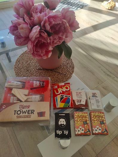 QUICK SALE (Moving out SALE): Party Games & Playing Cards Bundle - Tipsy Tower, UNO, and More