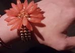 Coral flower bracelet with rose gold strap