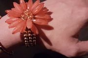 Coral flower bracelet with rose gold strap
