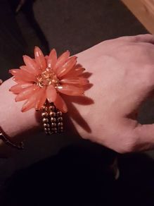 Coral flower bracelet with rose gold strap