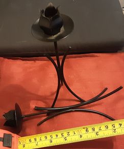 black flower bud candle holders