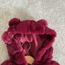 Girls F F Faux Fur Hooded Coat Age 2 to 3 Years Burgundy Berry Image 3