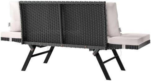 Polyrattan Garden Bench 4 in 1 with Reclining Function Weatherproof, adjustable Amrests