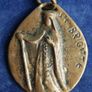Antique Large 2" Catholic St. Brigitte Religious Pendant Image 2