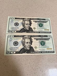 USA 2017 20 Dollars bill X 2 consecutive numbers