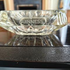 Large Pressed  Glass Heavy  Guinness Ashtray Barware