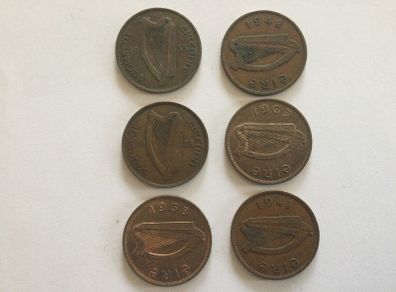 Coins . - Eire Pennies X 6 .