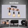 Industrial Wood Pendant Light with 3 Heads Adjustable Pendent Chandelier Light Vintage Semi Flush Ceiling Light Living Room E27 Bulb Drop Light Kitchen Dining Room Black Hanging Light (FREE POSTAGE) Image 6