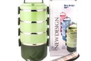 SANQIAHOME Multi-layer Stackable Stainless Steel Lunch Box, Leak-proof, Green
