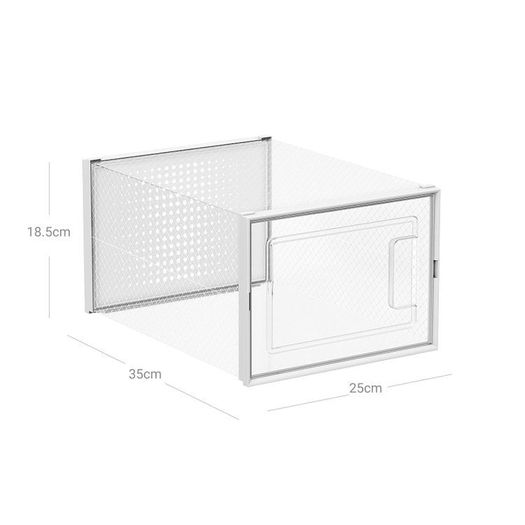 Stackable Shoe Storage Boxes Set of 18  shoe boxes, set of 18, storage boxes for shoes, shoe organizers, plastic boxes, foldable and stackable, for shoes up to size 44, transparent white