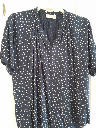 Fransa Top Navy with White Polka dots