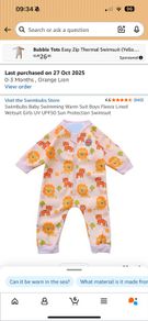 Fleece-lined swimsuit 0-3 months