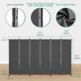 6-Panel 6 ft Tall Indoor Folding Room Divider, Portable Privacy Screen, Freestanding Partition Separator, Temporary Wall Separation for Bedroom, Office, 120" W X 71" H, Dark Grey Image 4