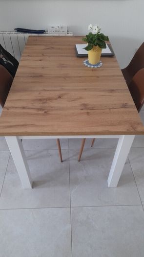 Dining table MARKSKEL 150x193 white/oak colour