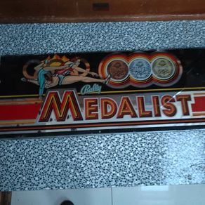 Vintage Bally "Medalist" slot machine glass panel belly glass 1970s