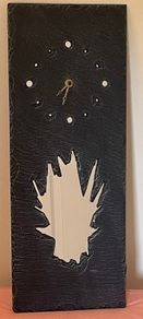 Black and Gold Slate Wall Clock with Mirror