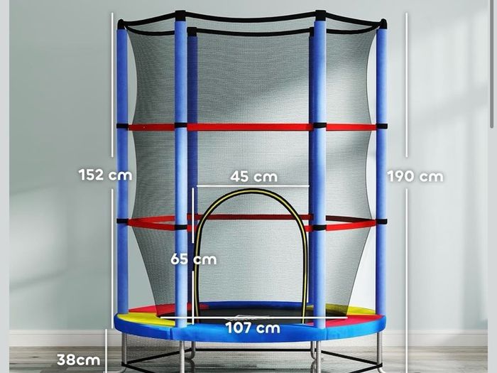 4.6FT Kids Trampoline for Toddlers Outdoor Indoor w/Enclosure Net, Steel Frame, for Ages 3-6 Years