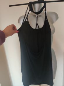 Black elastic chocker mini dress size M UK10 EU38 Postage included
