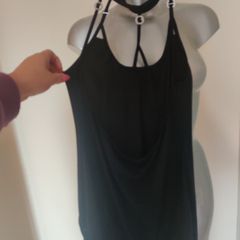 Black elastic chocker mini dress size M UK10 EU38 Postage included