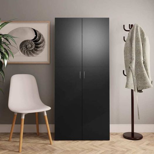 Shoe Cabinet Black 80x35.5x180 cm Chipboard