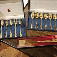 Two Beautiful Vintage-Style 18K Gold Plated Cutlery Sets