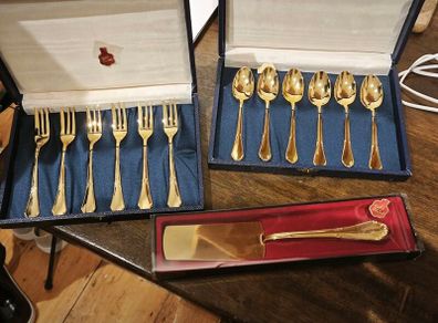 Two Beautiful Vintage-Style 18K Gold Plated Cutlery Sets