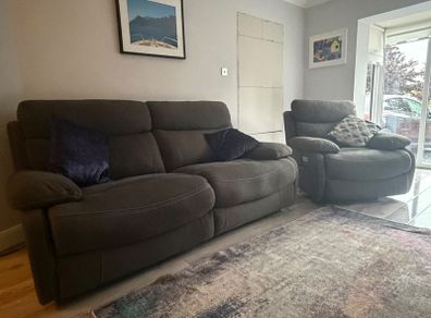 reclining sofa and arm chair