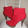 Platform Stiletto Ankle Boots 41 RED  Animal Print Image 6
