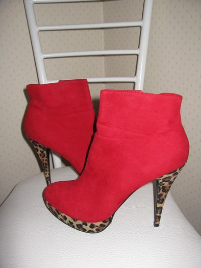 Platform Stiletto Ankle Boots 41 RED  Animal Print