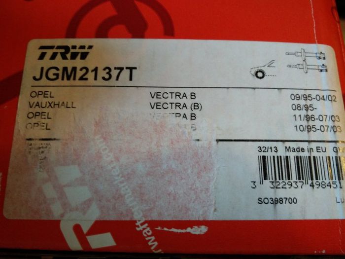 Front Shock Absorbers OPEL / VAUXHALL Vectra B 1995 - 2003