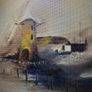 J Owens signed original oil painting - misty windmill scene, ornate gilt frame Image 4