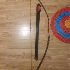 Archery Set,  Bow and Arrows, with straw target