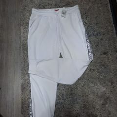 White guess track bottoms