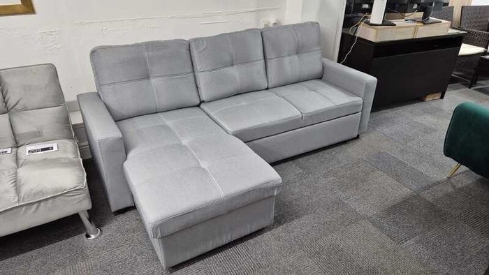 Big Deal light grey fabric corner sofa bed with storage
