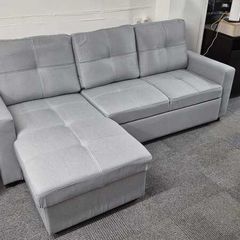 Big Deal light grey fabric corner sofa bed with storage