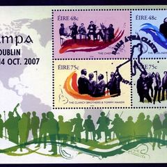 2007 Ireland Stampa Public Souvenir Music Miniature Sheet Overprinted for Stampa cancelled with show cancel of the 12th November 2007
