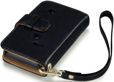 New Sony Xperia Tipo Premium Pu Leather Wallet Case Cover Black & Hot Pink With Tan Inside Black With Tan Inside