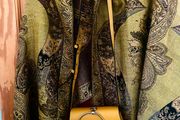 ladies Pashmina and leather shoulder bag