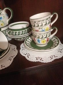 Fiona Bradley hand painted pottery tea set