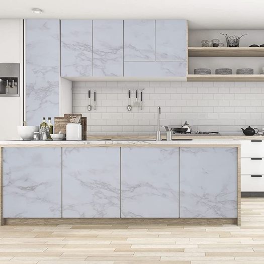 Marble Sticky Back Plastic Roll Self Adhesive Wallpaper Granite White Grey Contact Paper 30cmX2m Waterproof PVC Vinyl Film Upgrade for Kitchen Countertop Furniture Table Easy to Remove MULTIPLE SIZES AVAILABLE (FREE SHIPPING)