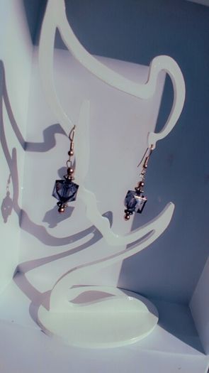 Smokey Plum Glass Cube Facet Drop Earrings