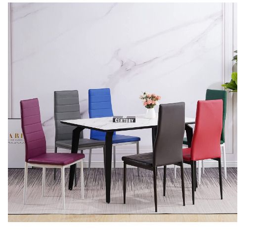 Durable faux leather upholstery Set of 6 dining chairs