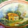 Vintage four oval wooden bubble convex dome wall painting, painting wall oval frame 6,3" x 4,3" 50 each Image 3