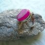 Druzy Agate  ring, Pink Agate ring, Gemstone ring, Jewellery Image 4
