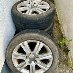 Genuine Audi 17 Inch alloy wheels 225 50 R17 set of 4 straight/no dents tyres worn cosmetic wear