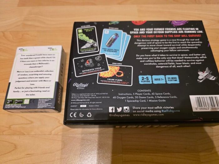 Board / Card Game Bundle: Selfish (Space Edition) + More Or Less