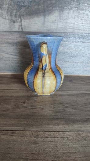 Vintage Large Water Jug Shelley 1930s Yellow Striped Blue