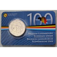 Belgium 2 Euro Base Metals Brilliant Uncirculated Coin 2021 - 100 Years of Economic Union Belgium-Luxembourg - 2 Euro Commemorative Coin