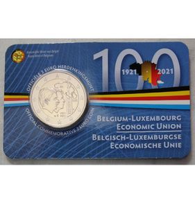 Belgium 2 Euro Base Metals Brilliant Uncirculated Coin 2021 - 100 Years of Economic Union Belgium-Luxembourg - 2 Euro Commemorative Coin