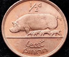 [#63..] - Ireland 1967 | Irish 1/2d | Irish Half Penny | KM.10 | UNC